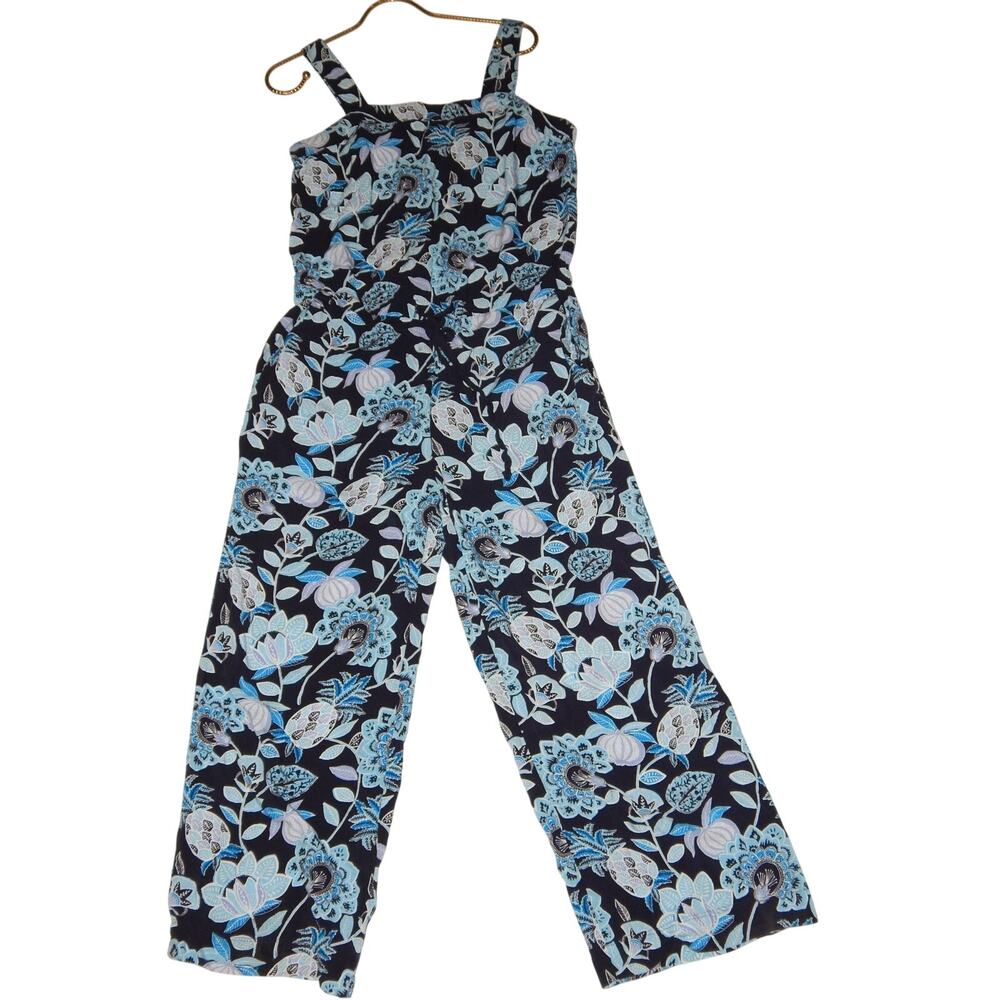 Loft Blue Foral Women Pant Jumpsuit Size 4